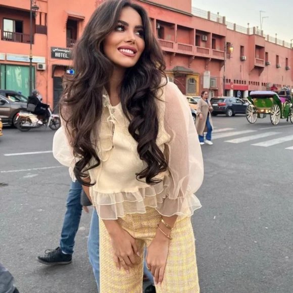 ZARA COMBINATION ORGANZA KNIT SWEATER - Picture 1 of 13